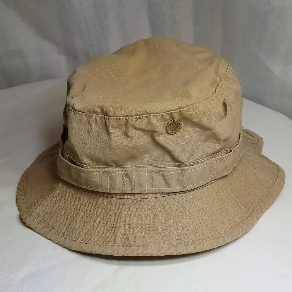 Tan Hot Weather Hunting Fishing Boonie Jungle Sun Hat Sz 7.5 - Picture 10 of 12